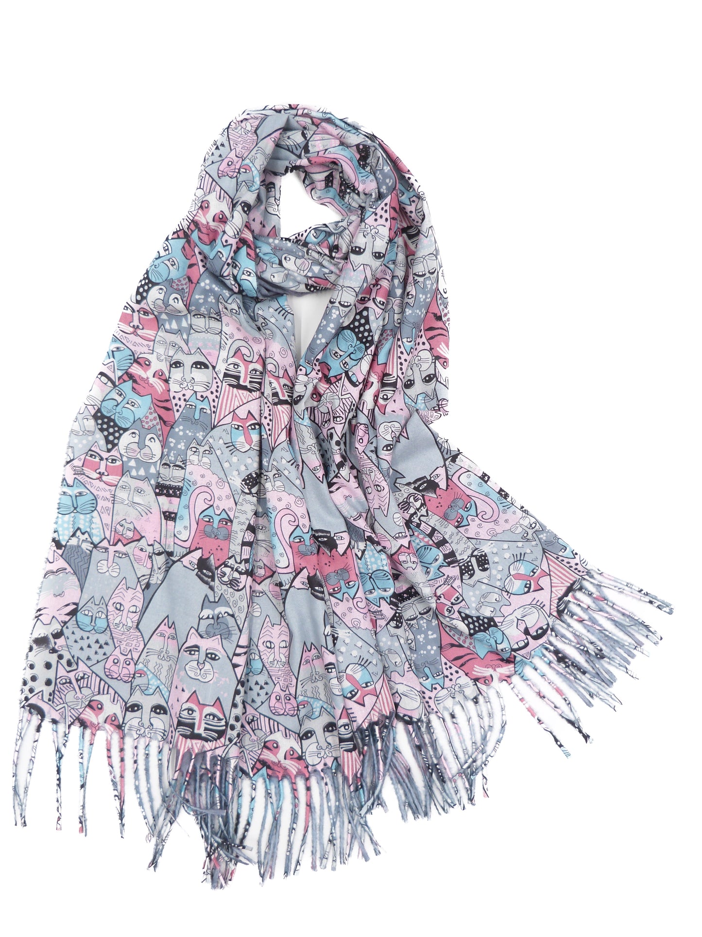Cute Cats Printed Pashmina For Cat Lovers With Free Gift Wrap