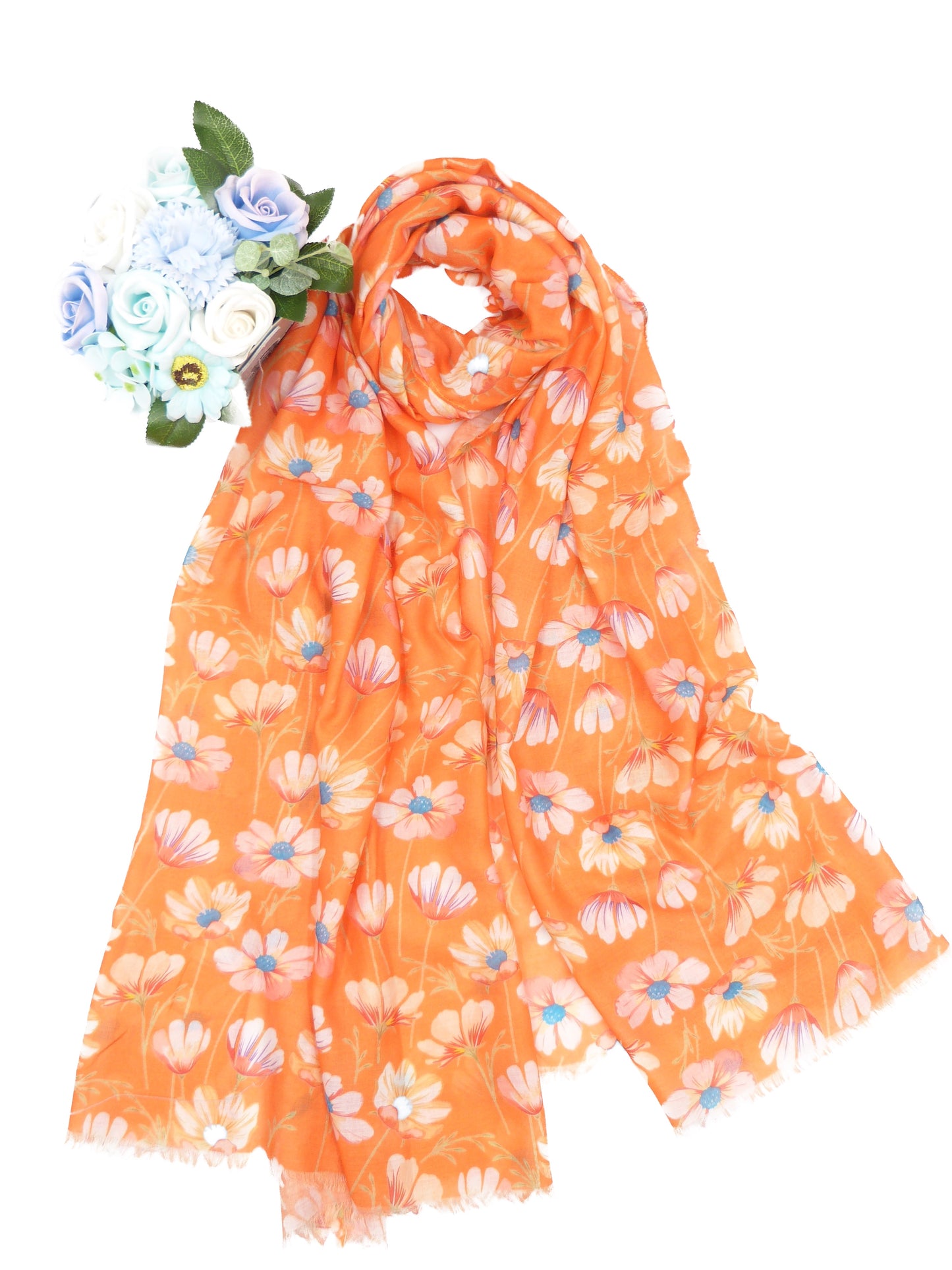 Watercolour Daisy Flower Print Fashion Scarf Shawl Wrap