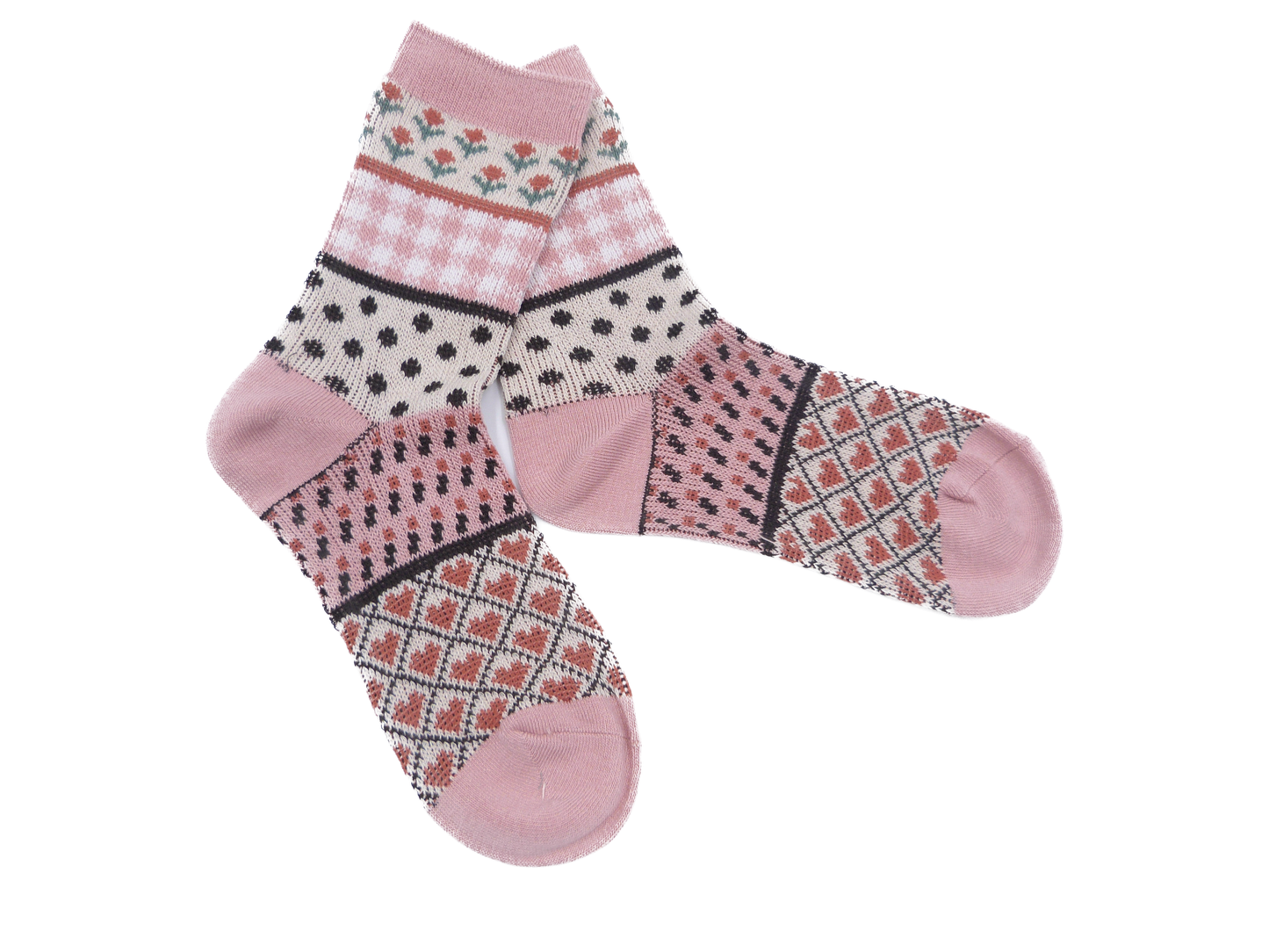 Dot Heart Flower Pattern Printed Socks