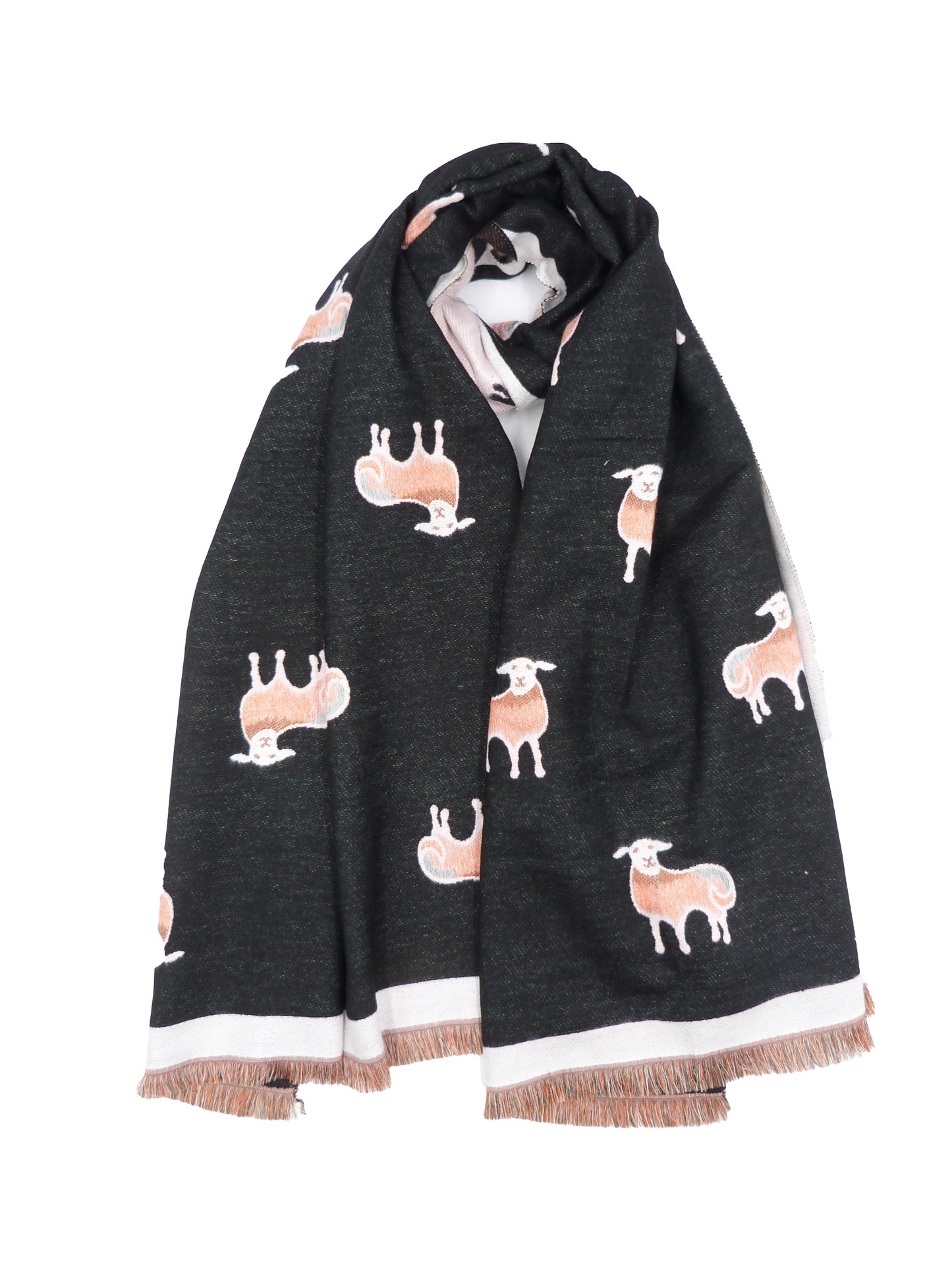 Cashmere Feel Happy Sheep Print Winter Scarf Wrap Pashmina Warm Blanket Wrap