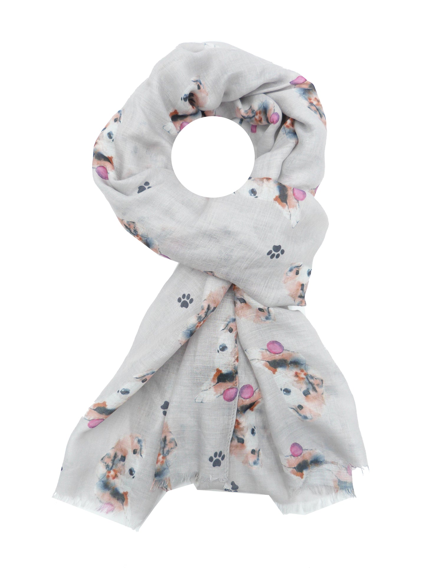 Cute Dog Print Scarf Come With Gift Box