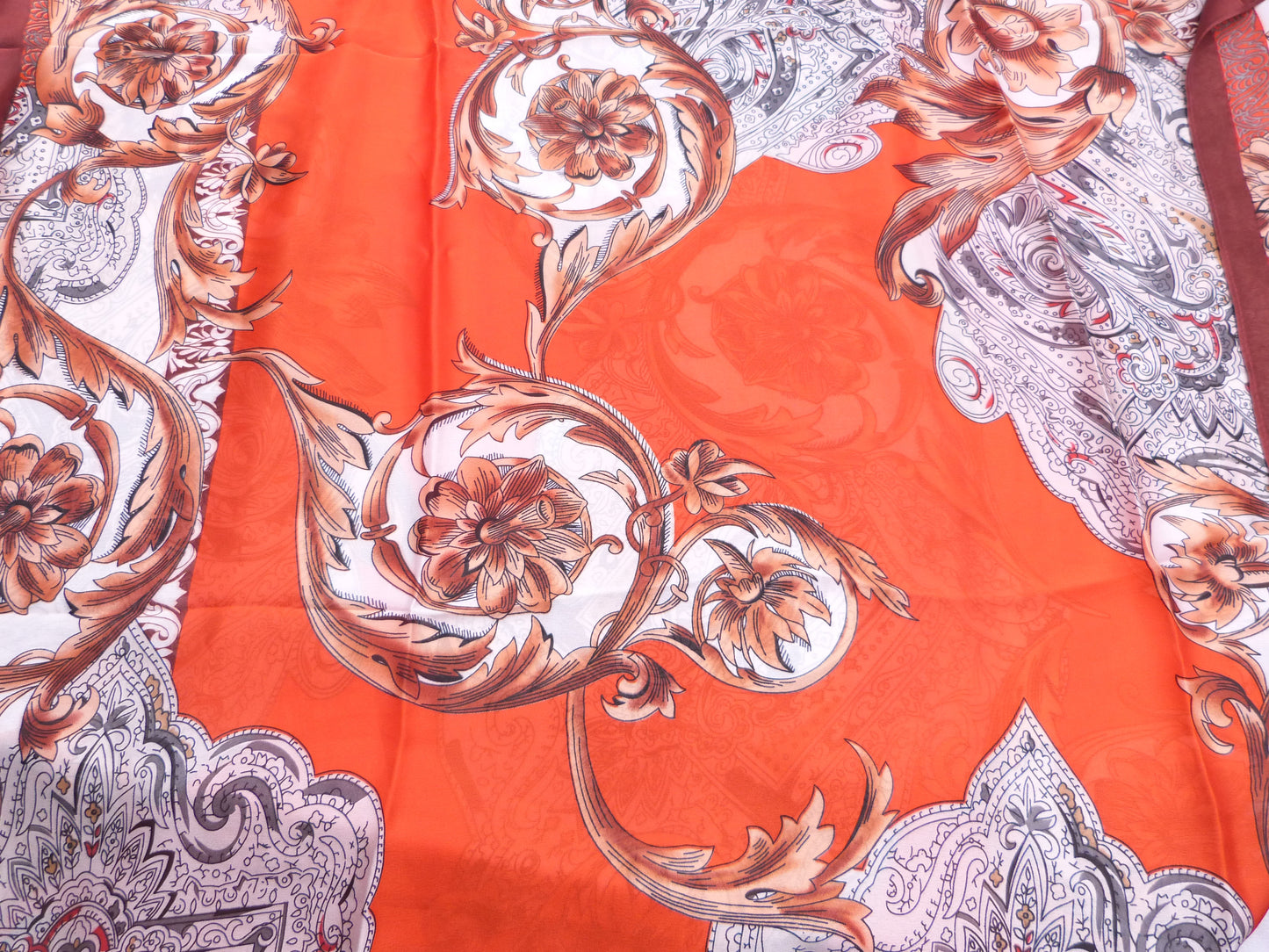Silk Feeling Floral Print Fashion Scarf