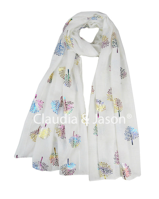Glitter Shimmer Mulberry Tree 13 Colours Available Claudia & Jason Scarfs White 