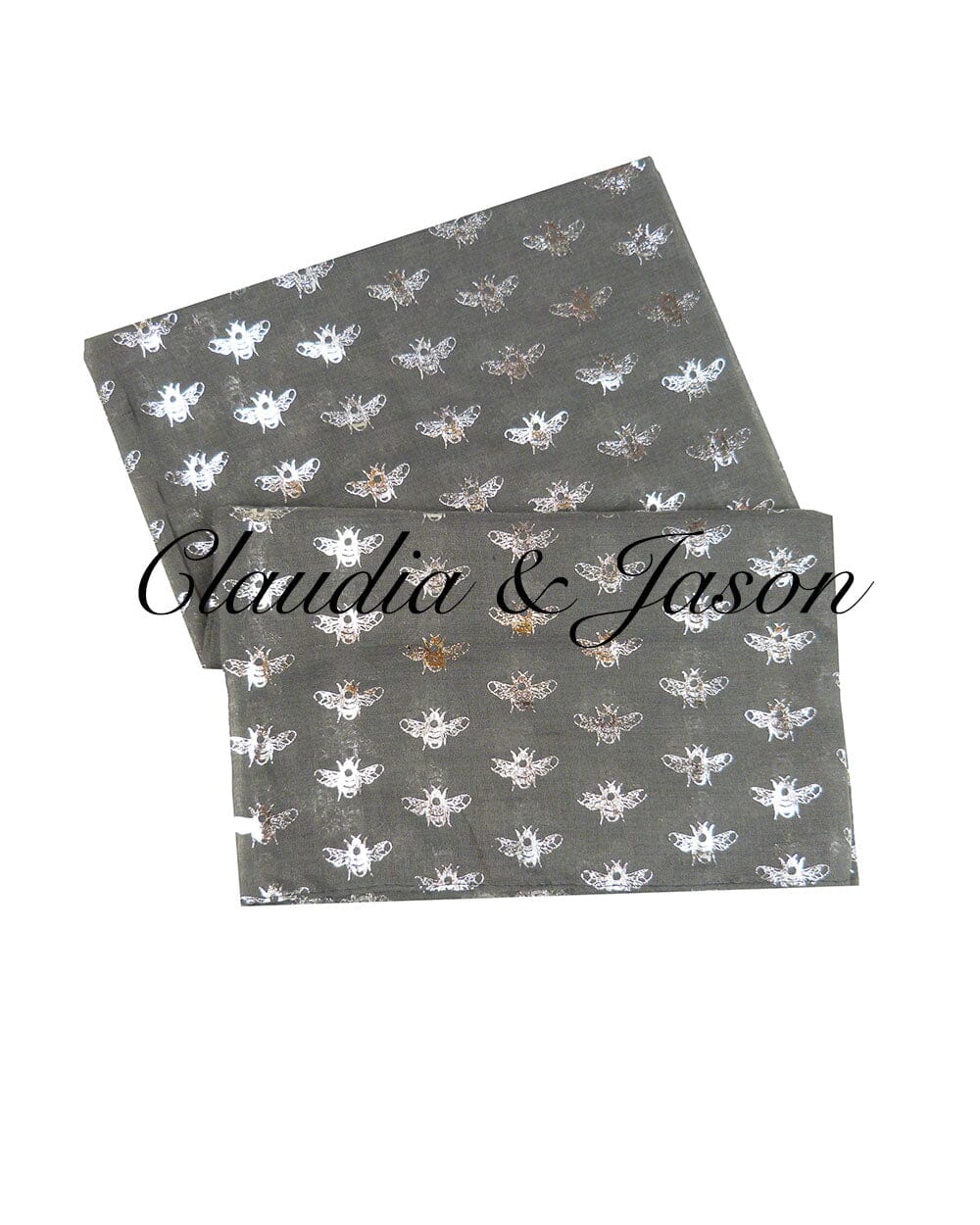 Glitter Silver Bees Printed Scarf Claudia & Jason Scarfs 