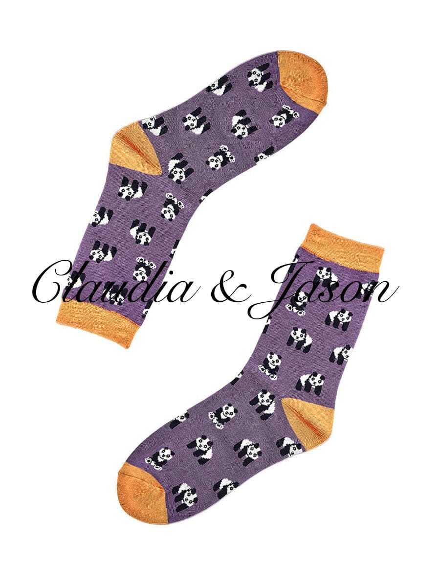 Panda Patterned Socks Claudia & Jason Scarfs Purple 