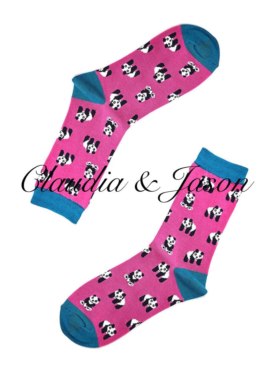 Panda Patterned Socks Claudia & Jason Scarfs Fuchsia 