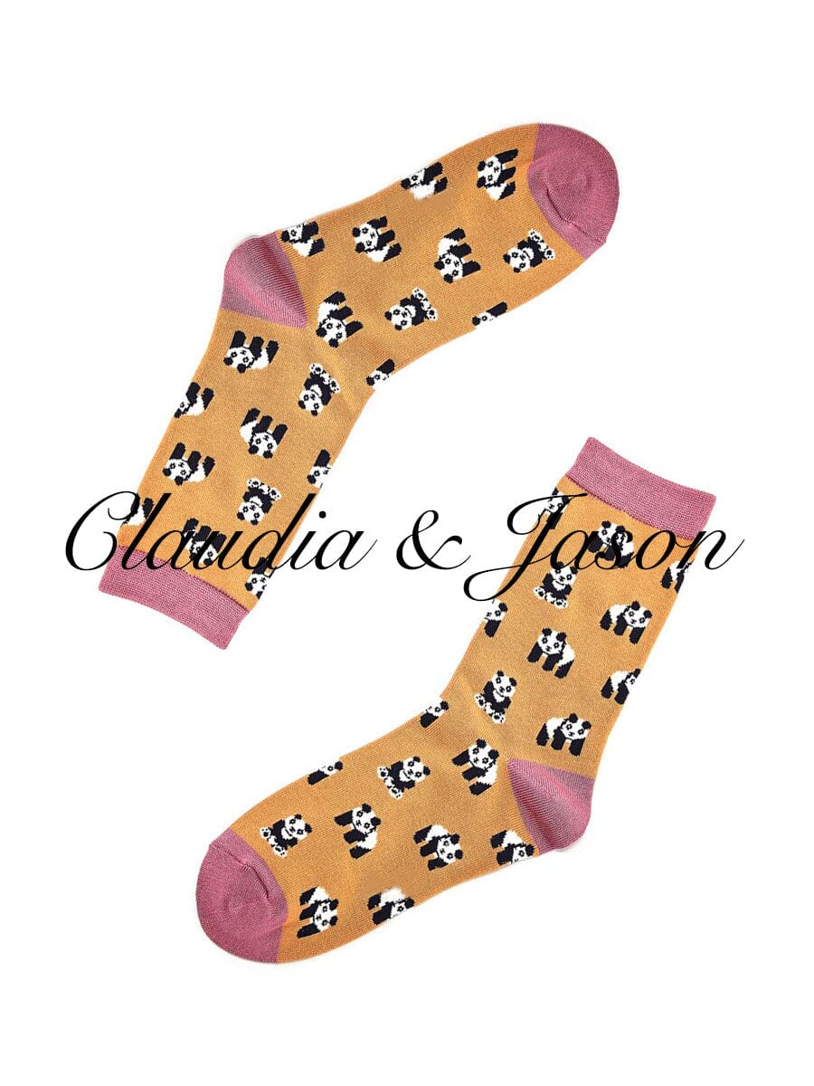 Panda Patterned Socks Claudia & Jason Scarfs Mustard 